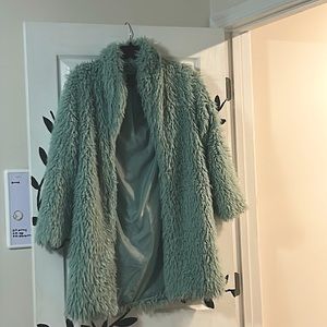 Wild Fable Mint Faux Fur Knee Length Coat
